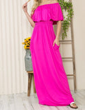 Off Shoulder Maxi Dress w/Pockets