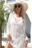 Openwork Scalloped Trim Long Sleeve Cover-Up Dress- ONLINE ONLY 2-10 DAY SHIPPING