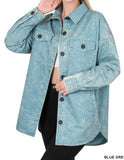 Oversized Vintage Washed Button Up Top - In Store