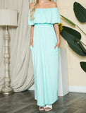 Off Shoulder Maxi Dress w/Pockets