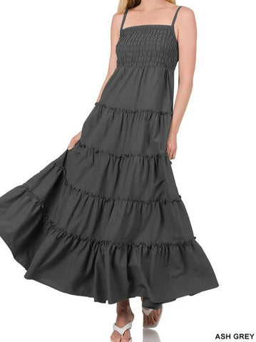 Woven Smocked Top Tiered Cami Maxi Dress