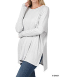 ROUND NECK HEATHER RIBBED SWEATER - in Store