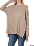 ROUND NECK HEATHER RIBBED SWEATER - in Store