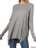 ROUND NECK HEATHER RIBBED SWEATER - in Store