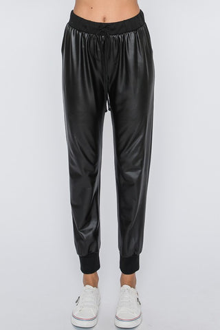 Faux Leather Joggers - In Store