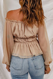 Frilled Off the shoulder Elastic Waist Blouse - In Store