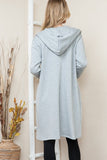Brush Hooded Open Cardigan with Side Pockets - In Store