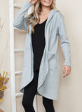 Brush Hooded Open Cardigan with Side Pockets - In Store