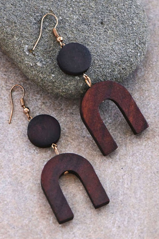 Boho Wooden Drop Earrings - In Store