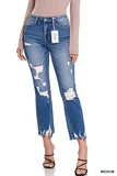 Distressed Raw Hem Straight Jeans - In Store