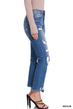Distressed Raw Hem Straight Jeans - In Store