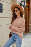 Raglan Sleeve Ribbed Trim Plunge Knit Top- ONLINE ONLY 2-10 DAY SHIPPING
