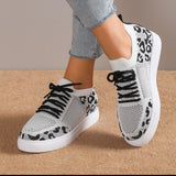 Lace-Up Leopard Flat Sneakers - ONLINE ONLY