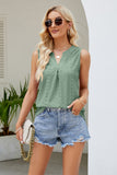Notched Neck Curved Hem Eyelet Tank- ONLINE ONLY 2-10 DAY SHIPPING