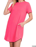 Rolled Short Sleeve Dress