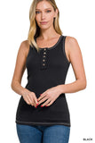 RIBBED SCOOP NECK HENRY TANK TOP- In Store