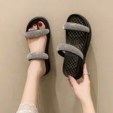 PU Leather Open Toe Platform Sandals - ONLINE ONLY