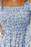 Smocked Floral Square Neck Balloon Sleeve Dress - ONLINE ONLY