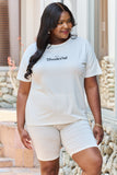 GeeGee My Go-To Full Size T-Shirt and Biker Shorts Lounge Set in White- ONLINE ONLY 2-10 DAY SHIPPING