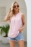 Notched Neck Curved Hem Eyelet Tank- ONLINE ONLY 2-10 DAY SHIPPING