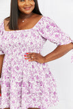 White Birch Touch of Elegance Full Size Floral Ruffle Mini Dress- ONLINE ONLY- Shipping 2-7 days