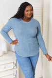 -Online Only -Double Take Round Neck Ribbed Long Sleeve T-Shirt