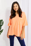 Zenana Neon Lights Full Size Raw Edge Pocket Tee - ONLINE ONLY 2-10 DAY SHIPPING