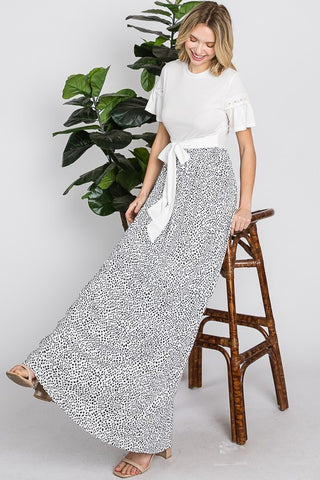 LACE TRIMED ON SLEEVE MAXI DRESS - IN-STORE