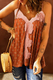 Printed Contrast Lace Trim Cami Top- ONLINE ONLY 2-10 DAY SHIPPING