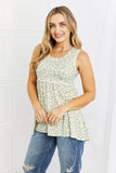 Celeste Next To You Full Size Lace Detail Sleeveless Top in Sage Leopard- ONLINE ONLY- 2-7 DAY SHIPPING