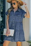 Button Front Raw Hem Denim Dress- ONLINE ONLY 2-10 DAY SHIPPING