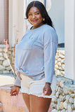GeeGee Warm Me Up Full Size Front Knot Detail Long Sleeve Top- ONLINE ONLY 2-10 DAY SHIPPING