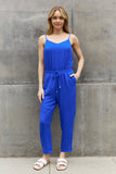 ODDI Full Size Textured Woven Jumpsuit in Royal Blue- ONLINE ONLY 2-10 DAY SHIPPING