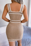 Contrast Trim Decorative Button Sleeveless Knit Dress- ONLINE ONLY 2-10 DAY SHIPPING