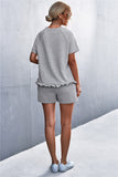 Raglan Sleeve Ruffle Hem Top and Shorts Set with Pockets- ONLINE ONLY 2-10 DAY SHIPPING