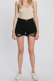 GeeGee Emily Plus High Waist Frayed Hemline Shorts in Black- ONLINE ONLY 2-10 DAY SHIPPING