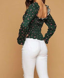 Smocking Print Brushed DTY Long Sleeve Top - In Store