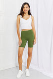 Zenana Fearless Full Size Brushed Biker Shorts in Olive- ONLINE ONLY 2-10 DAY SHIPPING
