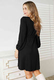Double Take Scoop Neck Empire Waist Long Sleeve Magic Dress - ONLINE ONLY