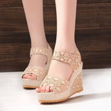 Lace Detail Open Toe High Heel Sandals - ONLINE ONLY