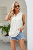 Notched Neck Curved Hem Eyelet Tank- ONLINE ONLY 2-10 DAY SHIPPING