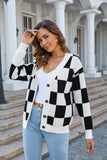 Button-Up V-Neck Dropped Shoulder Cardigan