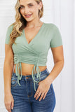 Capella Back To Simple Full Size Ribbed Front Scrunched Top in Green - ONLINE ONLY 2-7 DAY SHIP