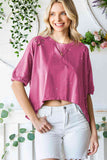 Distressed Asymmetric Hem Cropped Tee Shirt - ONLINE ONLY
