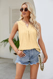 Notched Neck Curved Hem Eyelet Tank- ONLINE ONLY 2-10 DAY SHIPPING