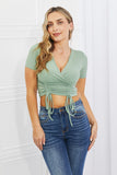 Capella Back To Simple Full Size Ribbed Front Scrunched Top in Green - ONLINE ONLY 2-7 DAY SHIP