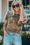 Women Leopard Short Flounce Sleeve Tee- ONLINE ONLY 2-10 DAY SHIPPING