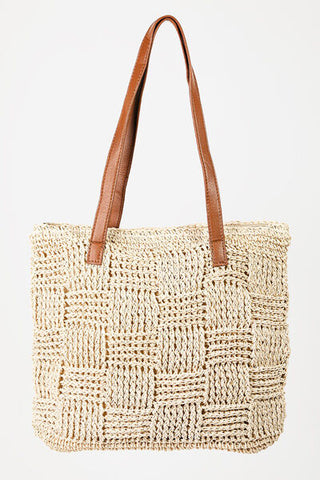 Fame Braided Faux Leather Strap Tote Bag - ONLINE ONLY