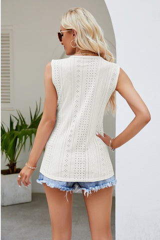 Contrast V-Neck Eyelet Tank- ONLINE ONLY 2-10 DAY SHIPPING – Day