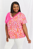Celeste Wild Out Full Size Color Block V-Neck Top- ONLINE ONLY- 2-7 DAY SHIPPING